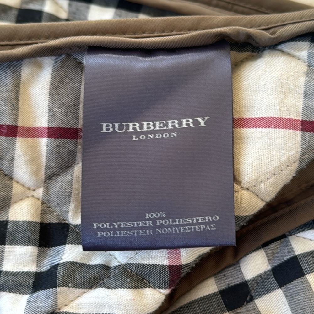 Burberry Olive Green/Brown? Quilted Jacket with House Check Lining - Picture 10 of 16